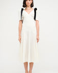 Cream Midi Dress w/ Velvet Bows