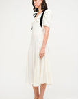 Cream Midi Dress w/ Velvet Bows